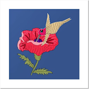 Poppy and Hummingbird Posters and Art